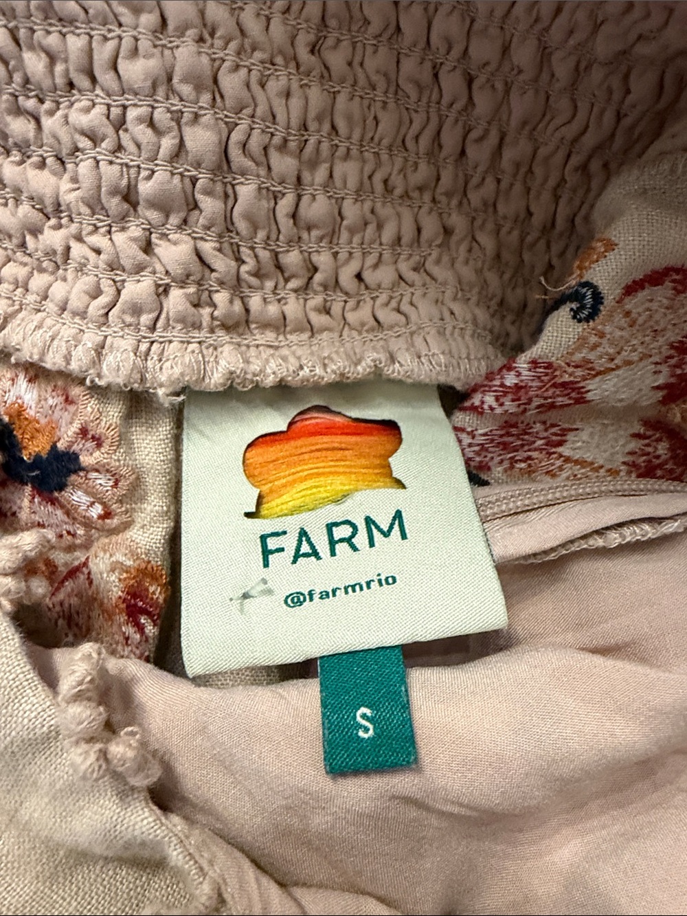 FARM Rio Puff Sleeve Linen Macaw Dress- size Small - Picture 7 of 9